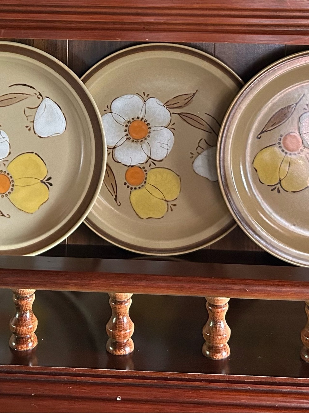 Vintage Hearthside Stoneware Hand-Painted Plate Set